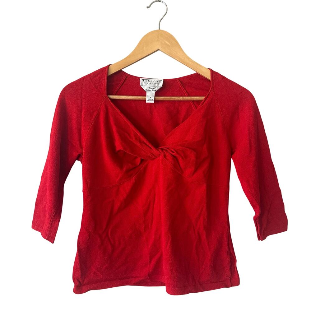 Talbots Collection Italian Yarn Red Twist Front Top Size Medium Vintage